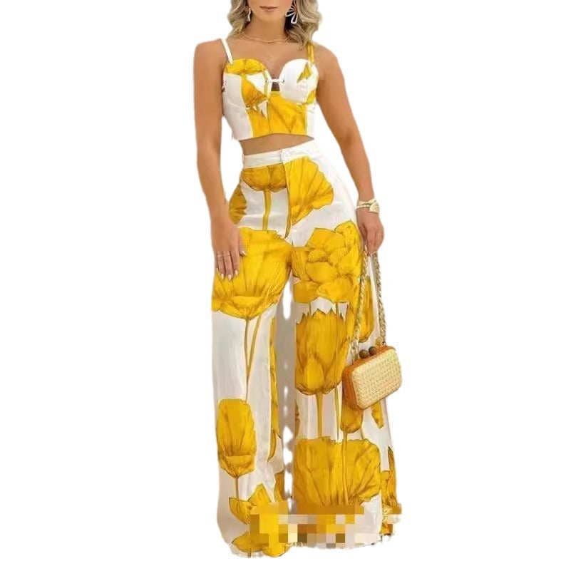Dame To-delt Sett med blomsterdesign og stilig bustier Skjora