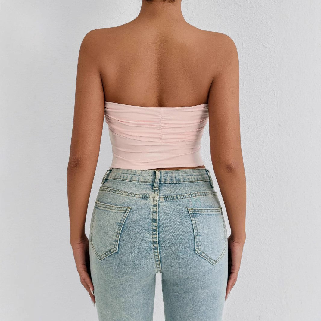 Dame Bandeau Crop-Top med knute-design Skjora
