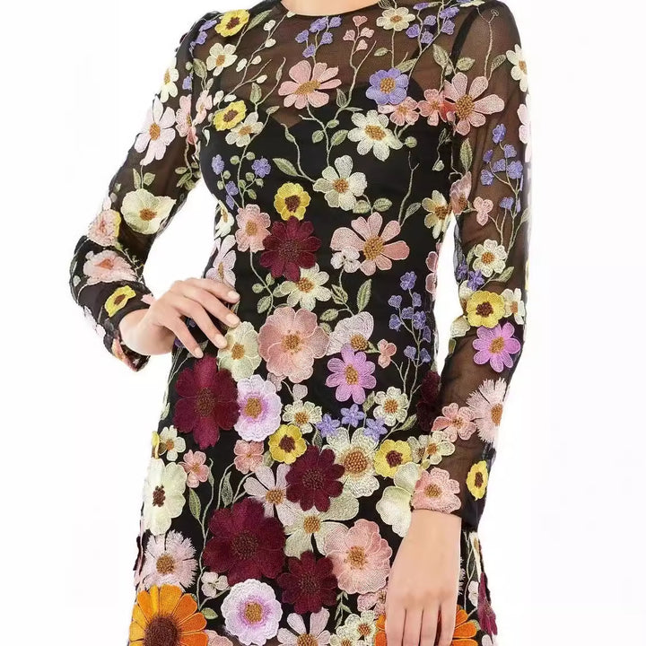 Damer Brodert Blomsterkjole Skjora
