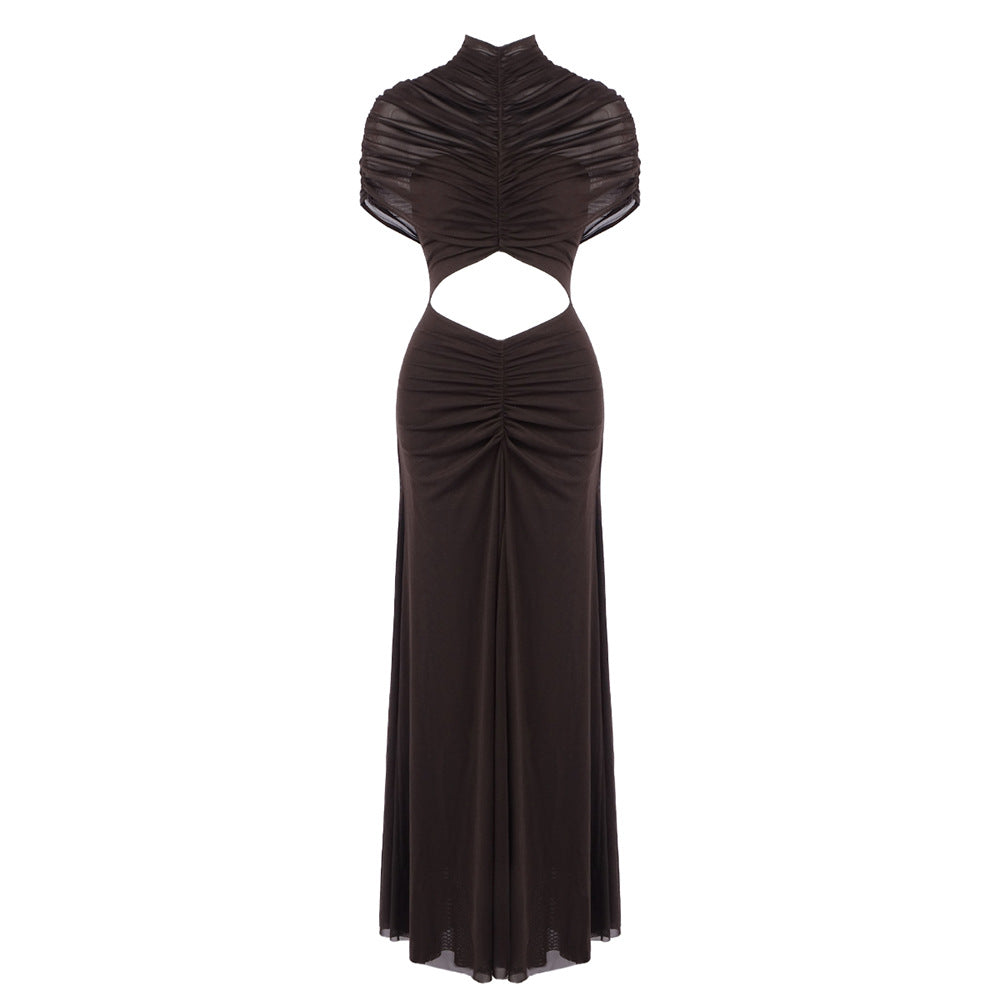 Dame Elegant Cut-Out Maxikjole med høyt design og sofistikerte draperinger Skjora