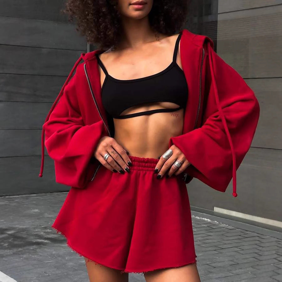 Dame casual sett med cropped topp og shorts Skjora