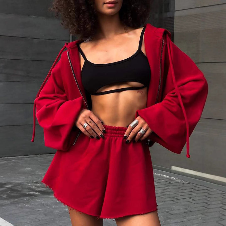 Dame casual sett med cropped topp og shorts Skjora