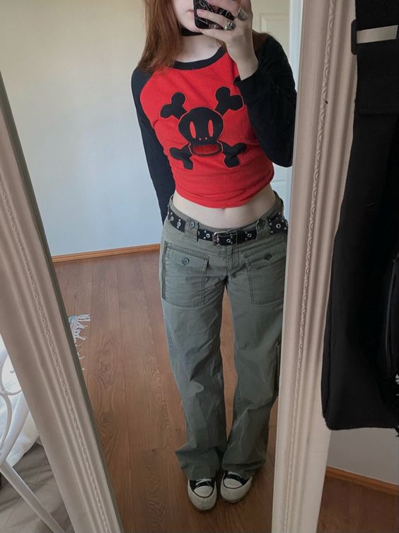 Dame trendy Raglan-crop-top med hodeskalle-trykk Skjora