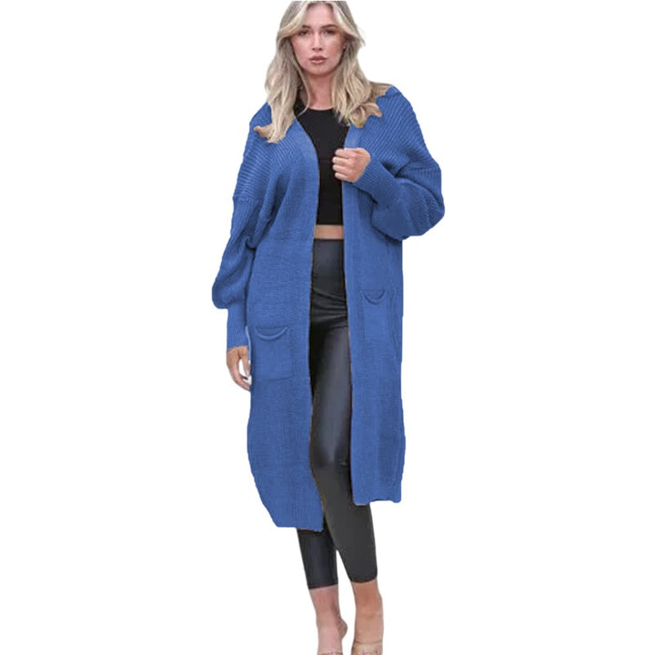 Kvinnes Chunky Strikket Cardigan med Åpne Lommer og Casual Design Skjora