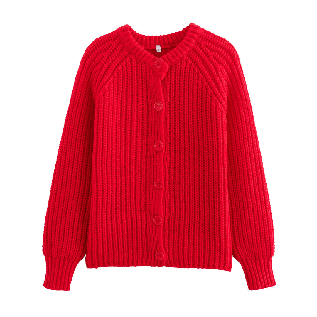 Kvinne koselig cardigan med vertikal ribbestruktur og store knapper Skjora