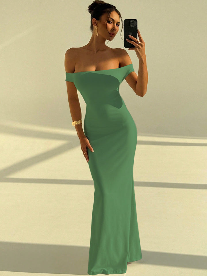 Damer Elegant Off-Shoulder Maxikjole med figurnær passform Skjora
