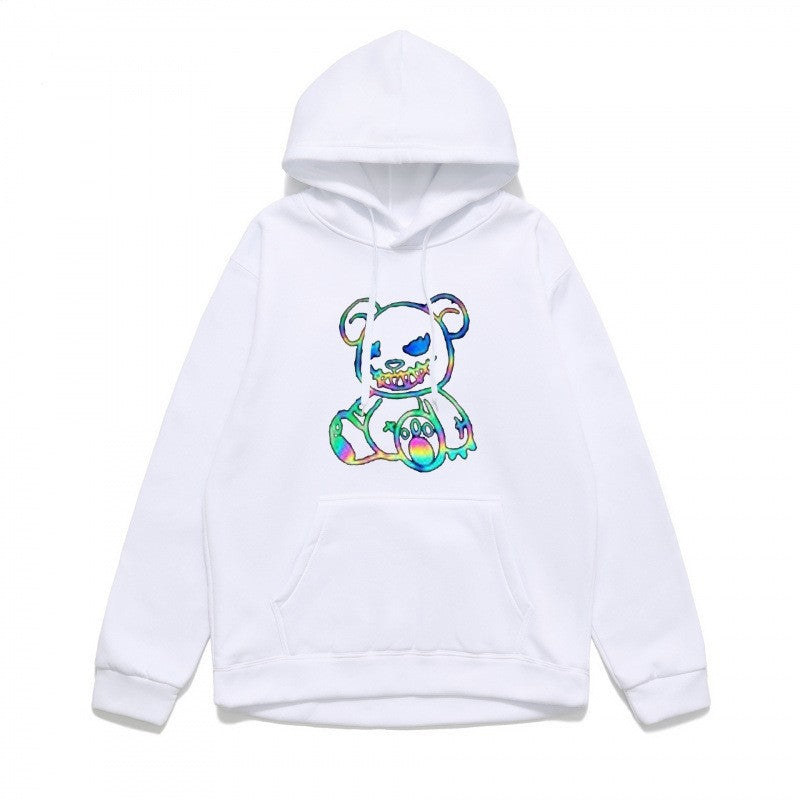 Damer hoodie sweatshirt med kult bjørnemotiv og behagelig passform Skjora