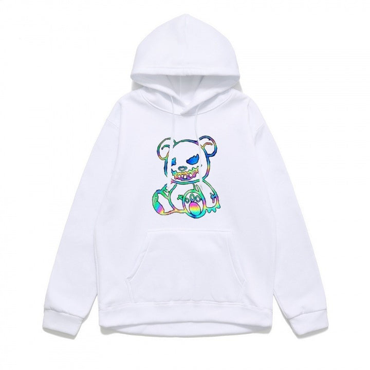 Damer hoodie sweatshirt med kult bjørnemotiv og behagelig passform Skjora