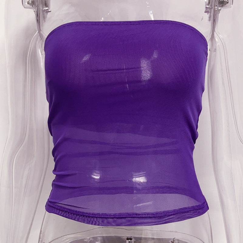 Dame bandeau topp i transparent design med elastisk materiale Skjora