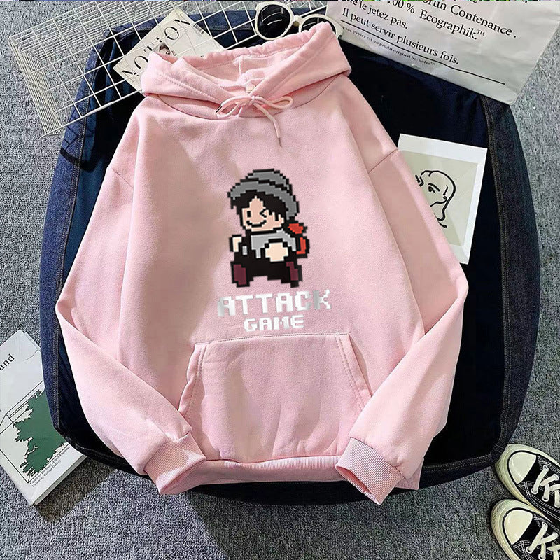 Women's Hoodie with Playful Retro Game Design Skjora