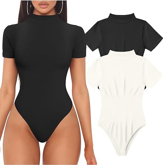 Dame kortermet bodysuit med høy krage Skjora