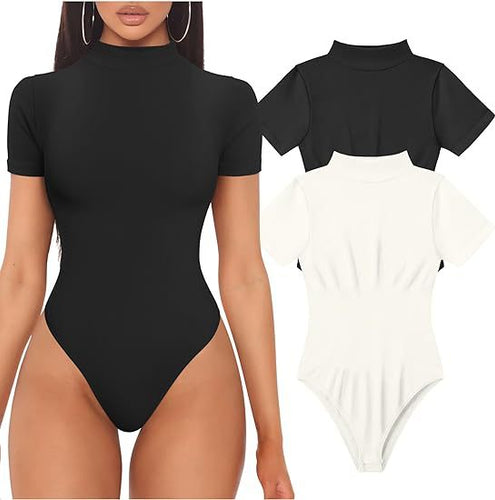 Dame kortermet bodysuit med høy krage Skjora