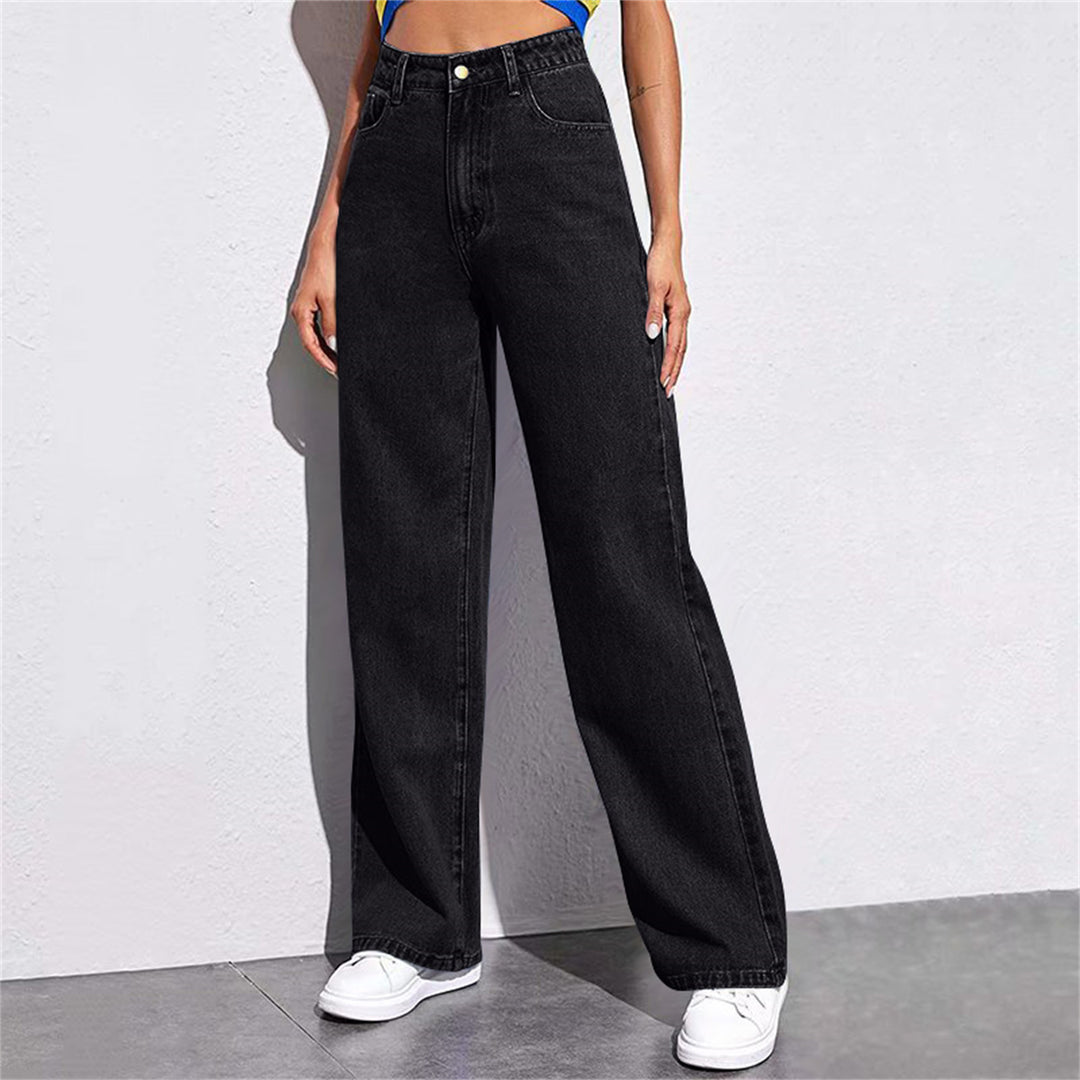 Dame Bredde Høy midje Jeans i en avslappet snitt med elegante detaljer Skjora
