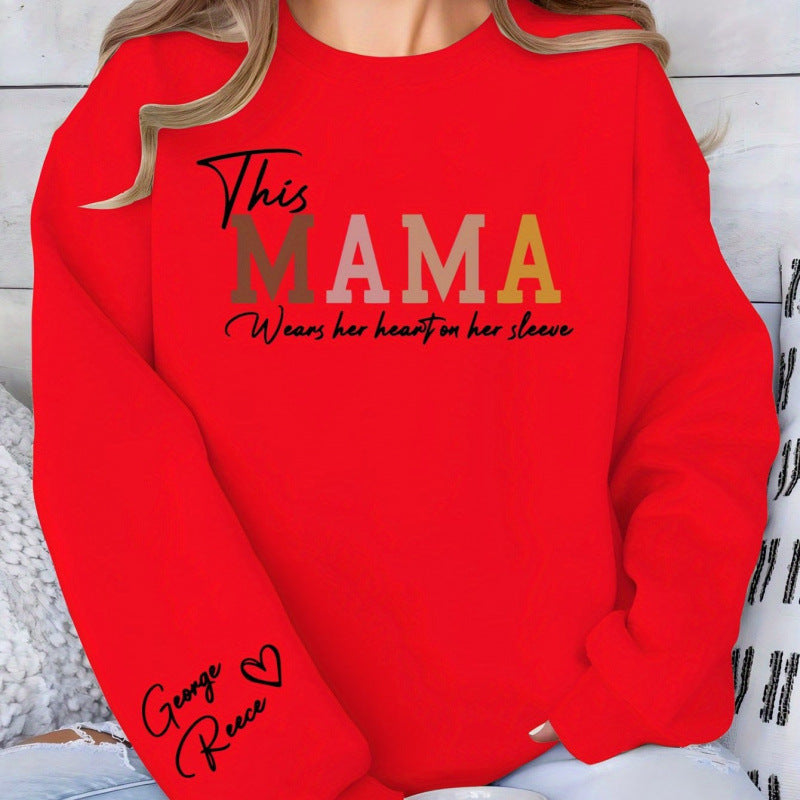 Dame sweatshirt med inspirerende mamma trykk og komfortabel passform Skjora
