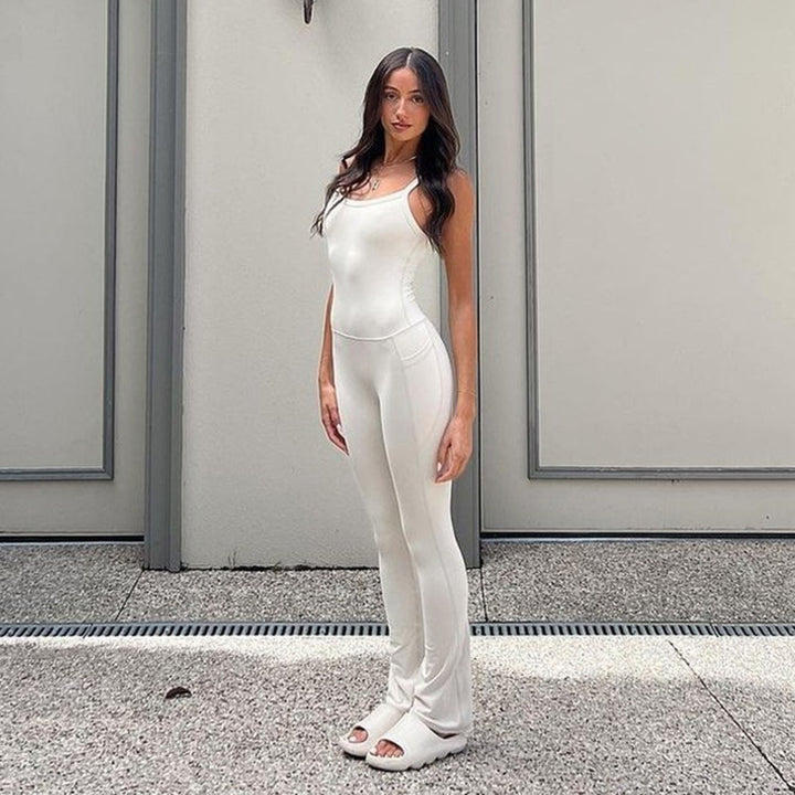 Dame Elegant jumpsuit med stropløs overdelen og praktiske lommer Skjora
