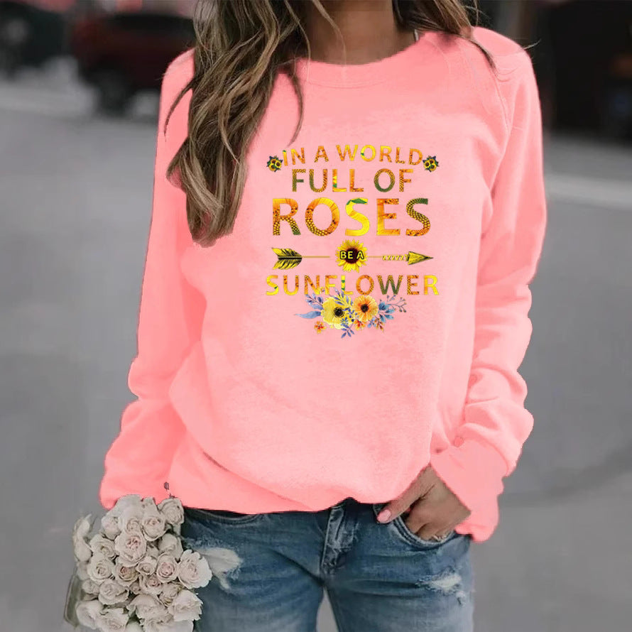 Dame sweatshirt med inspirerende design og blomsterdekorasjon Skjora