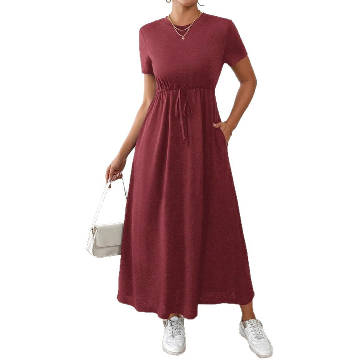 Damer casual maxikjole med elastisk midje og rundhals Skjora