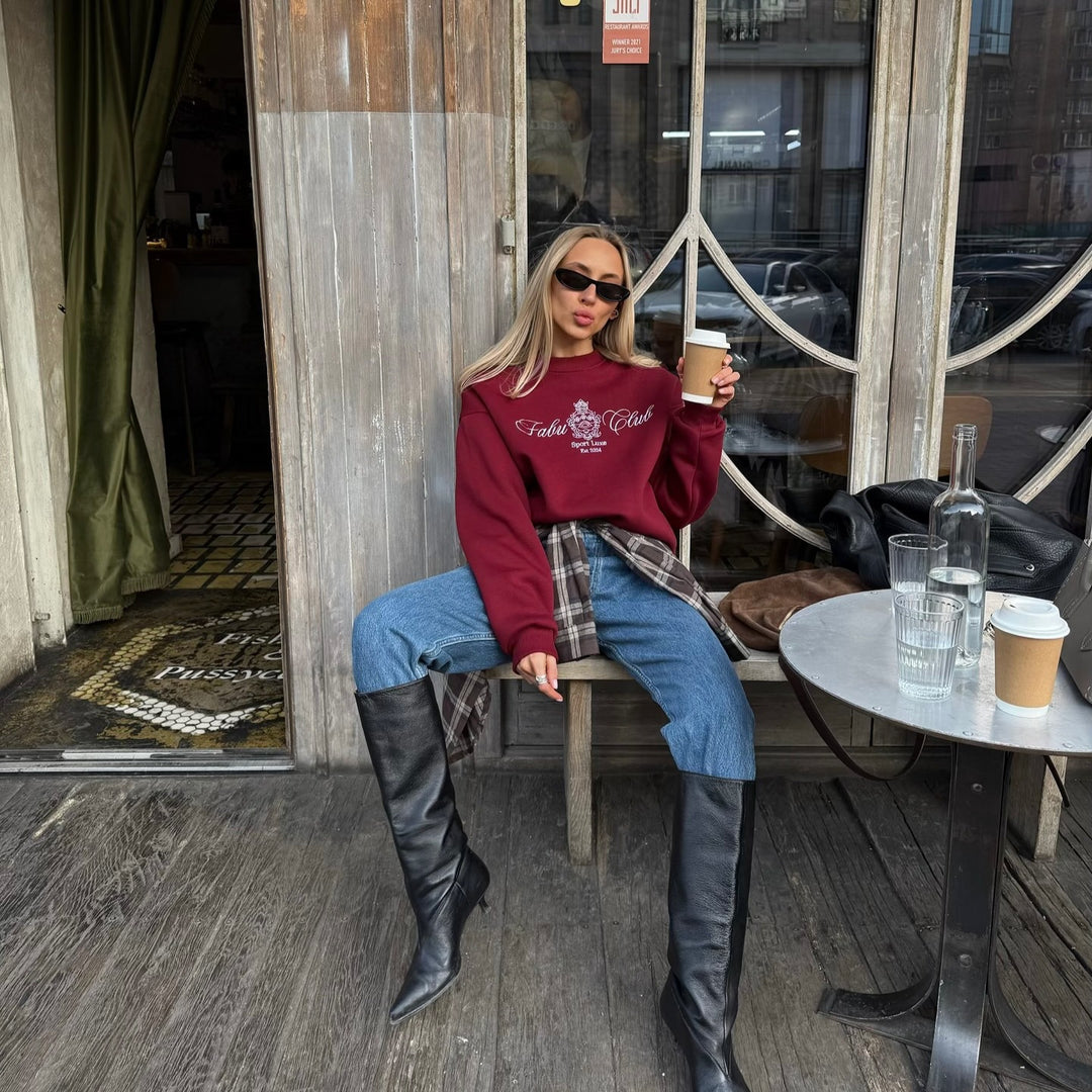 jenter sweatshirt i sporty luksusdesign med stilleggende logo Skjora