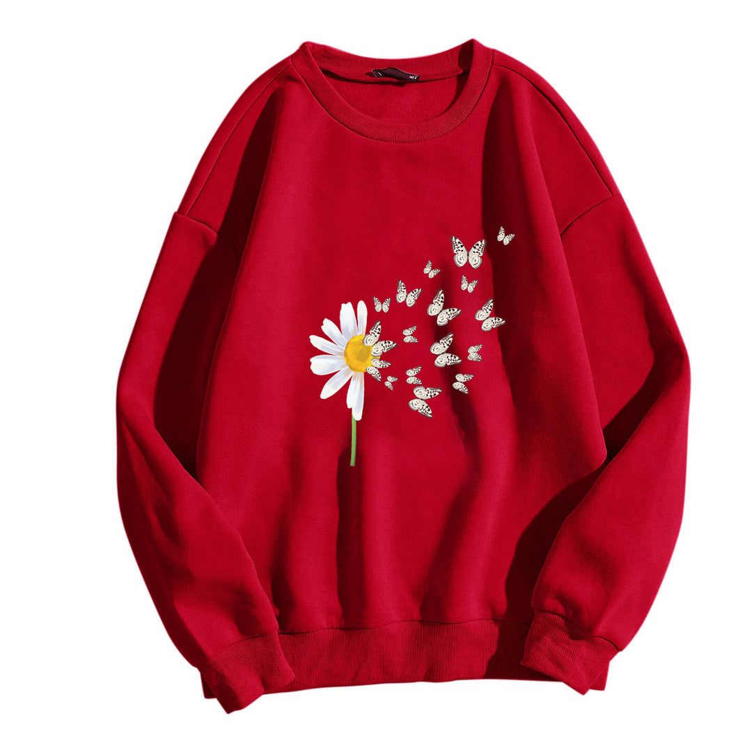 Dame sweatshirt med floral sommerfugldesign Skjora