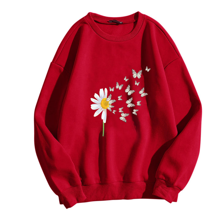 Dame sweatshirt med floral sommerfugldesign Skjora