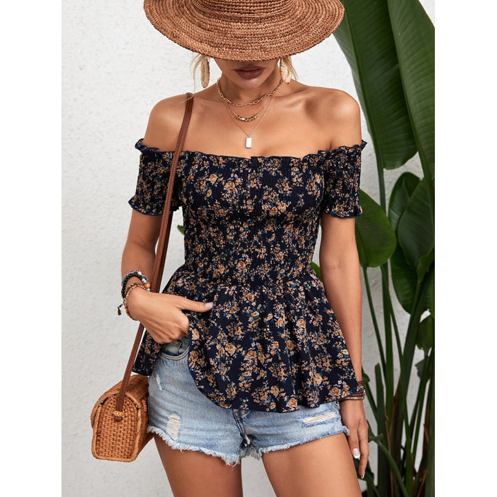 Dame blomsterskjorte med peplum-design Skjora
