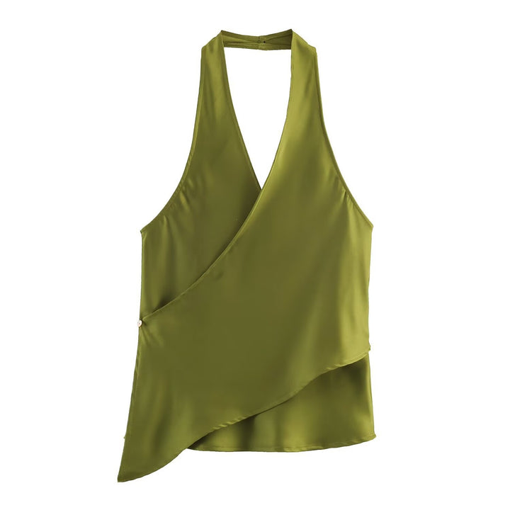 Dame omslagsbluse med V-hals Skjora