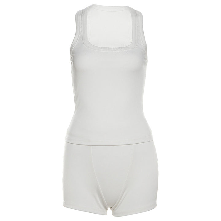 Dame Sporty Loungewear-sett med ermeless topp og shorts Skjora