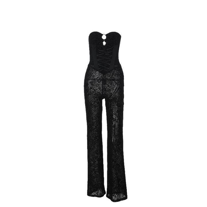 Damer elegant jumpsuit med strukturert spiss og forførende utringning Skjora