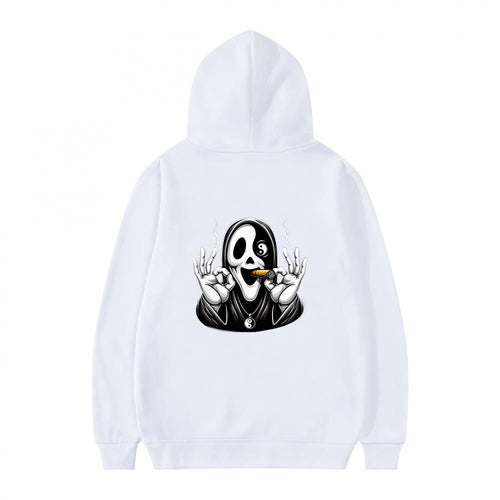 Dame hoodie med kunstnerisk hodeskalleprint og avslappet passform Skjora