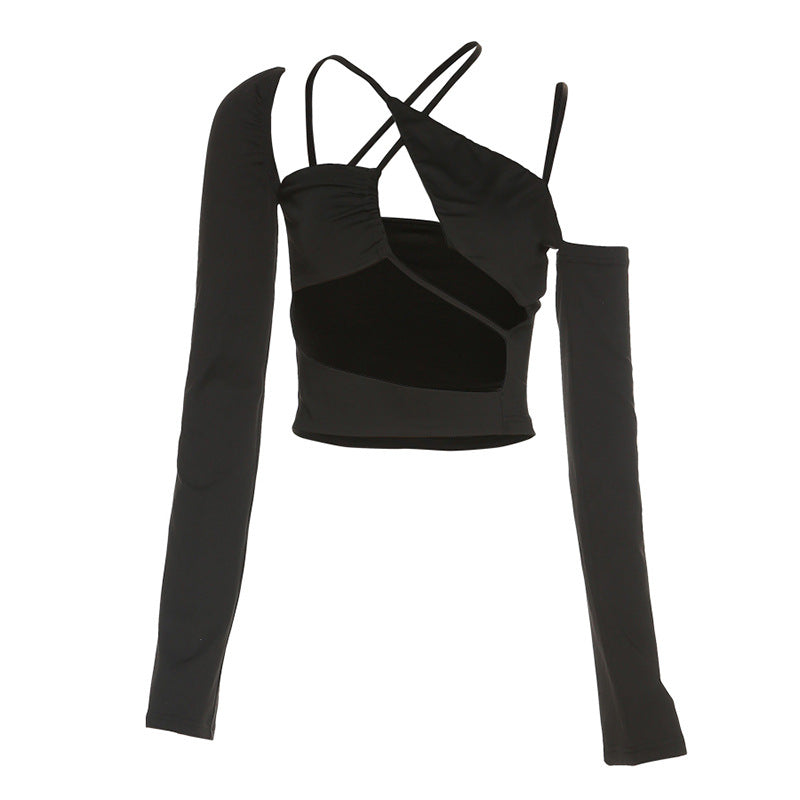 Dame figurtilpasset Cut-Out topp med asymmetrisk design Skjora
