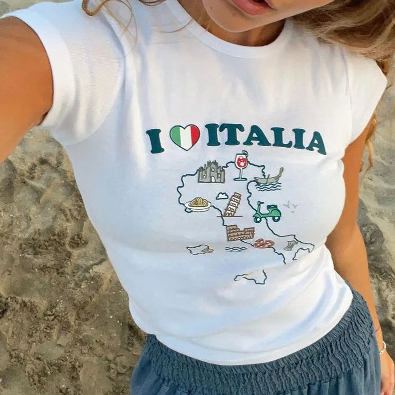 Dame T-skjorte i italiensk stil Skjora