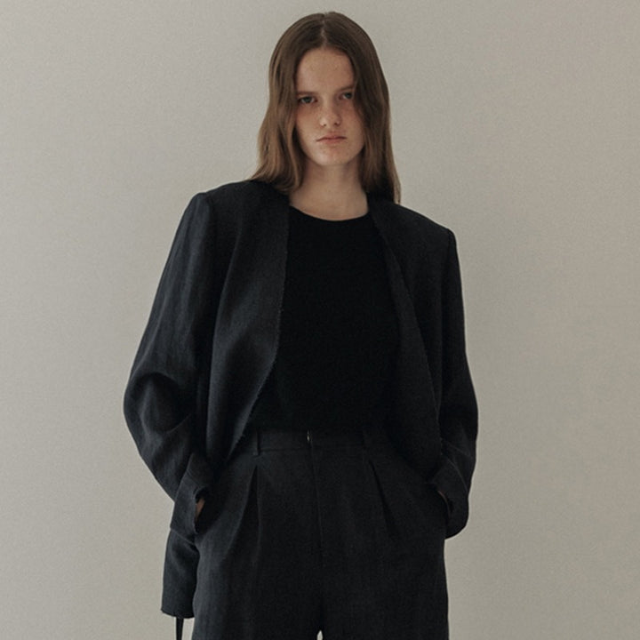 Dame Elegant og avslappet lin blazer uten forclosure Skjora