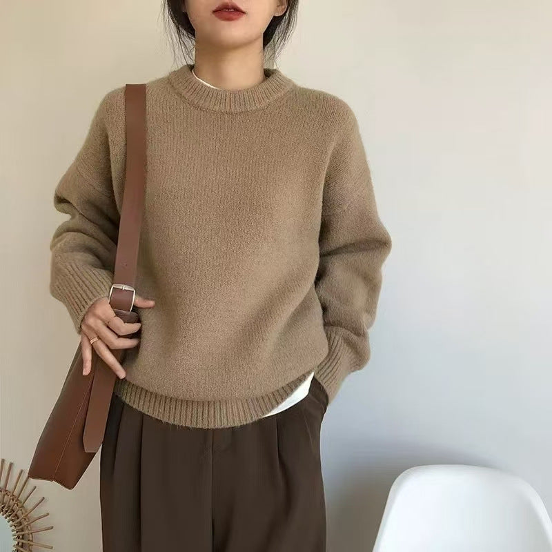 Kvinnens uformelle chunky strikkegenser med oversized snitt og myke ermer Skjora