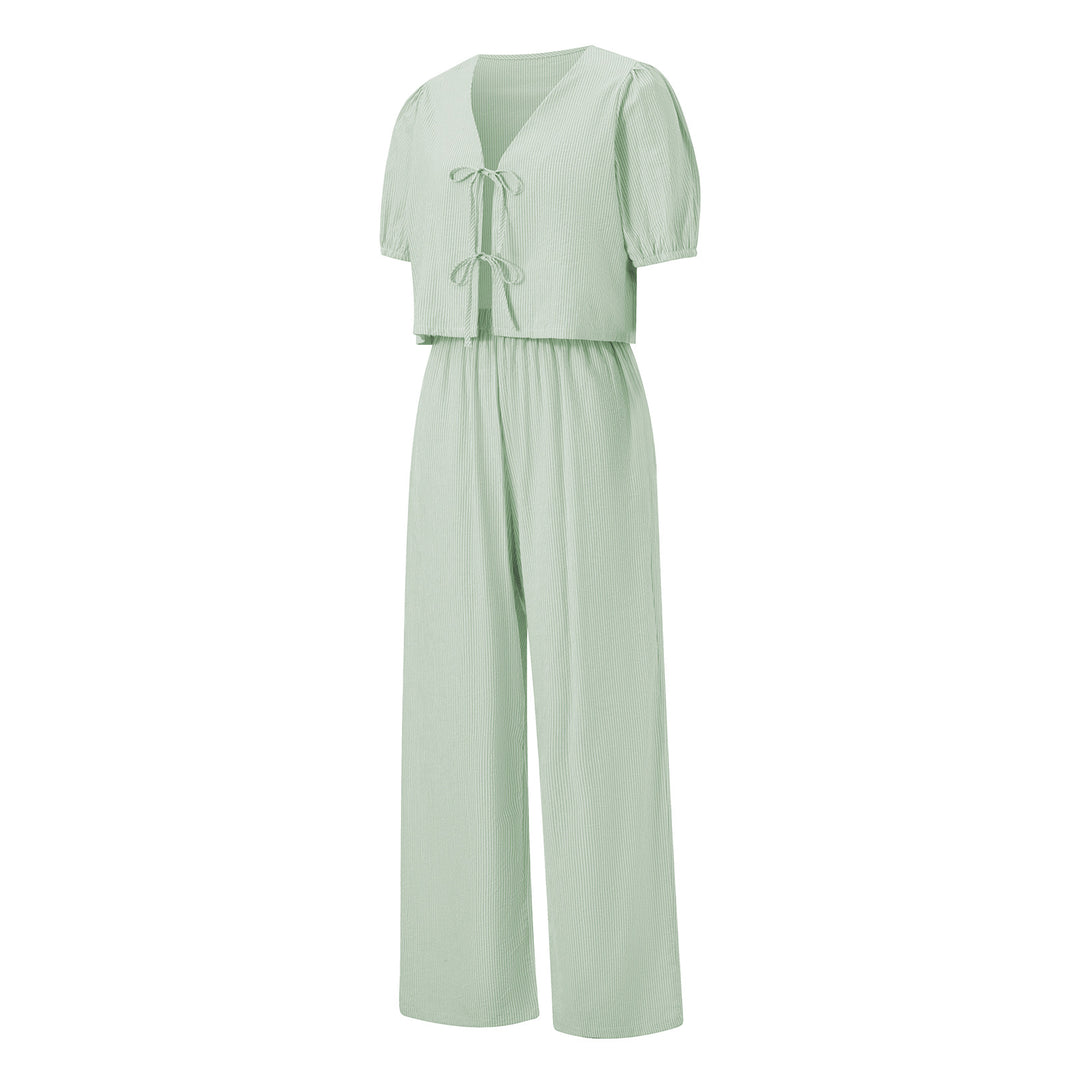 Dame luftig sommer-jumpsuit med rynkeding