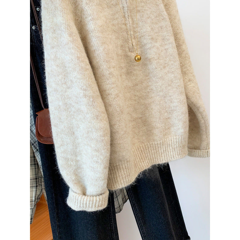 Kvinners Komfortabel Hoodie med Halv Glidelås og Kengurulomme Skjora