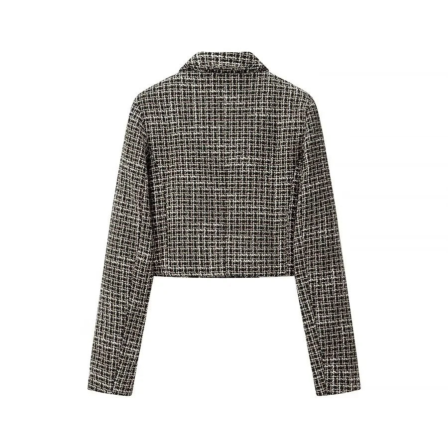 Kvinnenes kortklipte blazerjakke i elegant tweeddesign Skjora