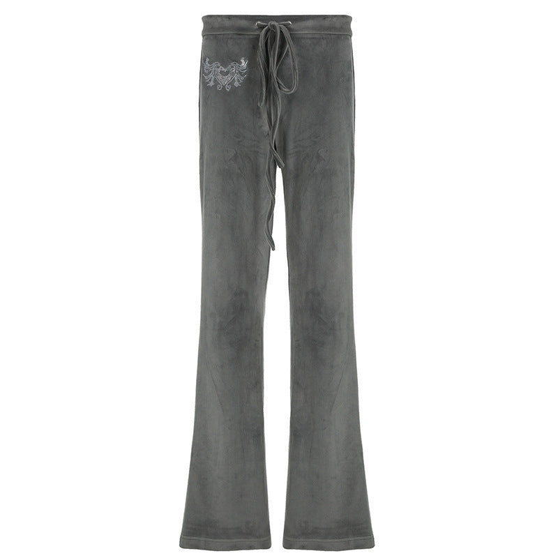 Dame-sweatpants i leken flared-design med trendy broderier Skjora