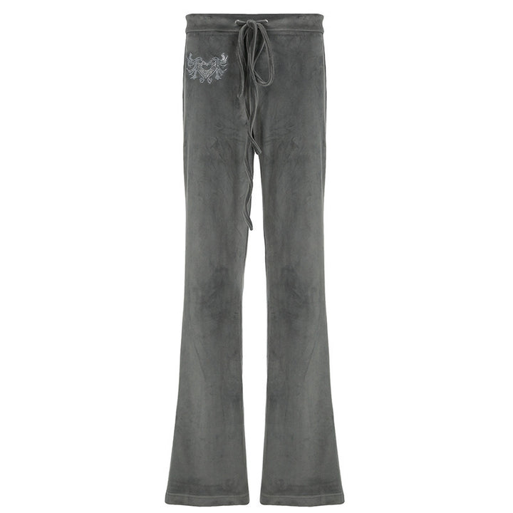 Dame-sweatpants i leken flared-design med trendy broderier Skjora