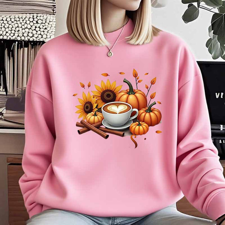Dame sweatshirt med høstmotiv og spesiell trykk Skjora