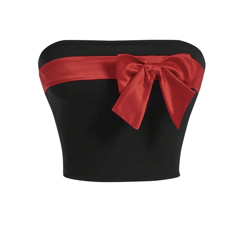 Dame bandeau topp med elegant sløyfedesign Skjora
