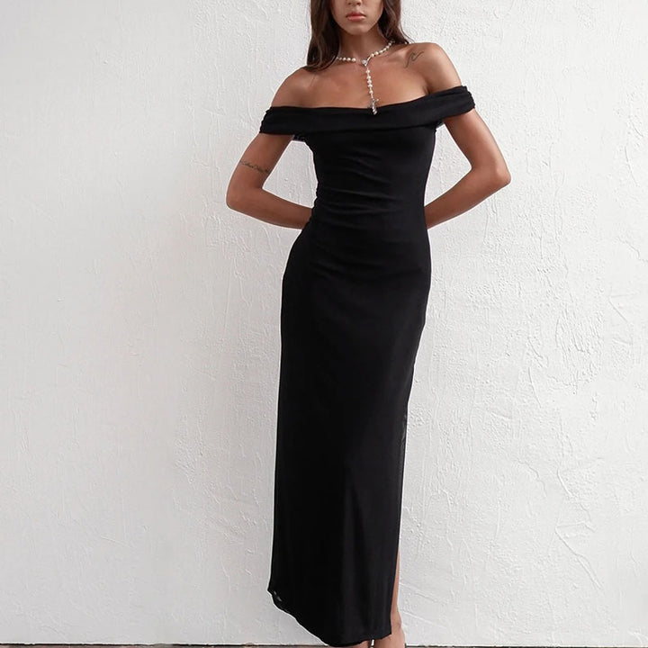 Damer Off-Shoulder Maxi Kjole med Elegant Drapering Skjora