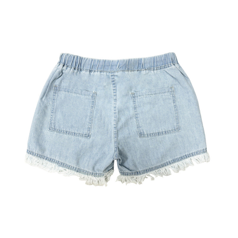Dame Denim-shorts med kreative lommer Skjora