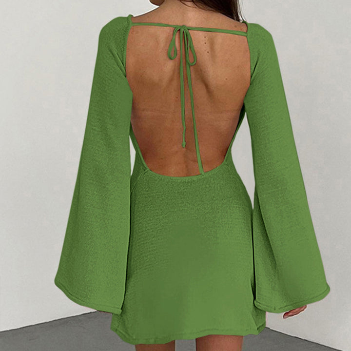 Damen lässiges Strickkleid mit weiten Ärmeln und Rundhalsausschnitt Skjora