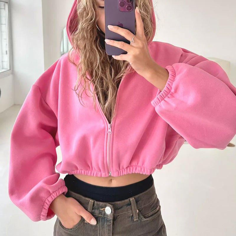 Women's Cropped Hoodie with Wide Sleeves Skjora