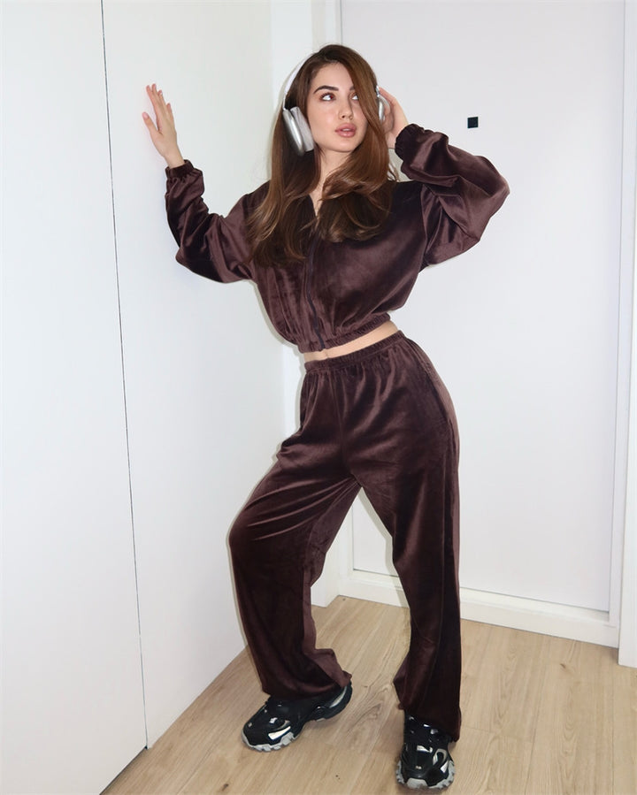 Kvinnenes casual jumpsuit sett med kort krage og elastisk midjebånd Skjora