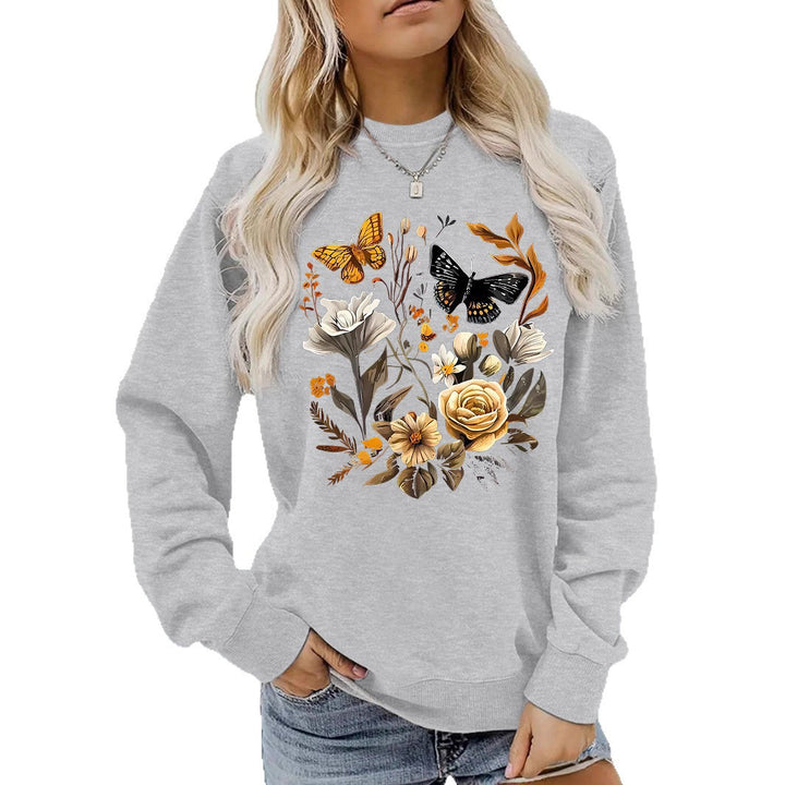 Kvinnelig sweatshirt med blomstertrykk og avslappet passform Skjora