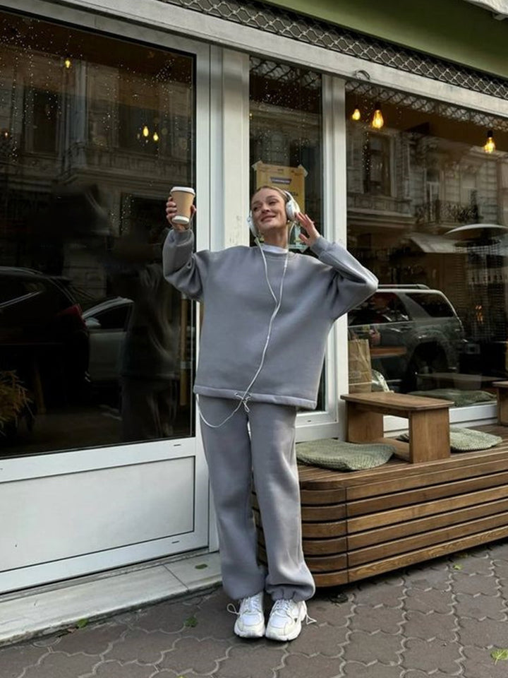 Kvinners komfortable sweatshirt og løse joggebukser sett Skjora