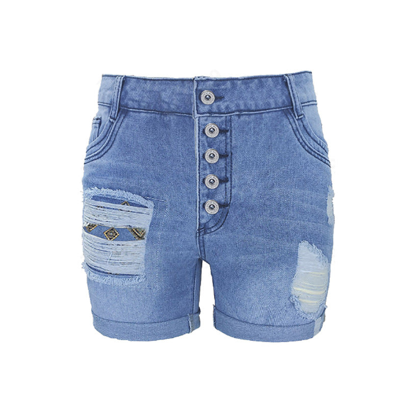 Dame moteriktige destroyed Jeansshorts Skjora