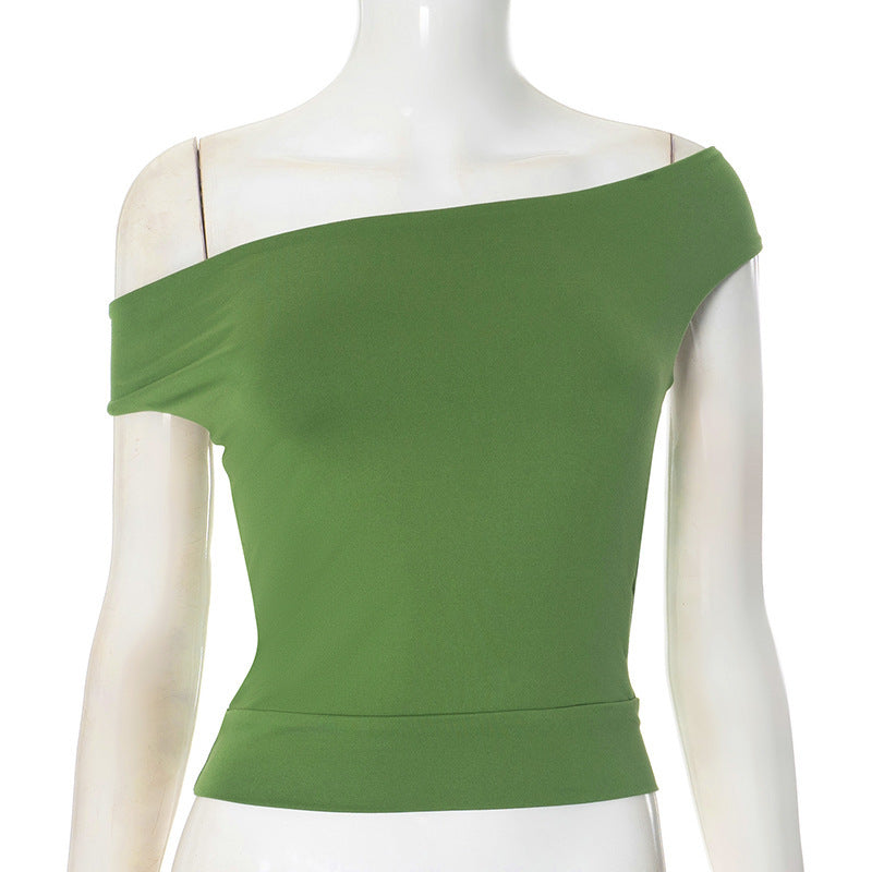 Dame trendy halterneck-top med elegant V-hals og figurskapende snitt Skjora