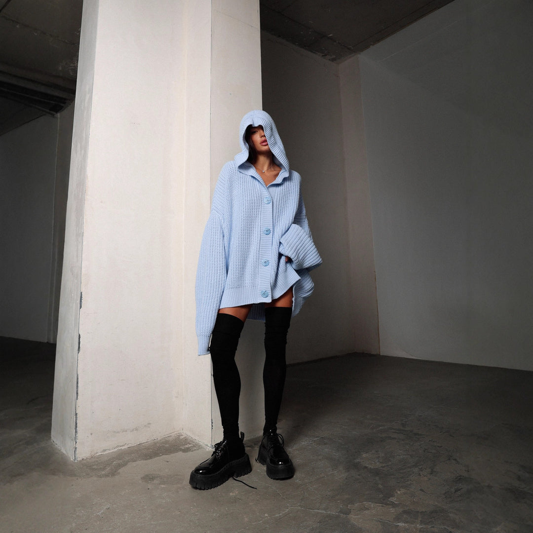 Dame oversized cardigan med knappedesign og mykt materiale Skjora